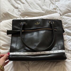 Kate Spade Black Tote with Glossy Finish and Structured Design